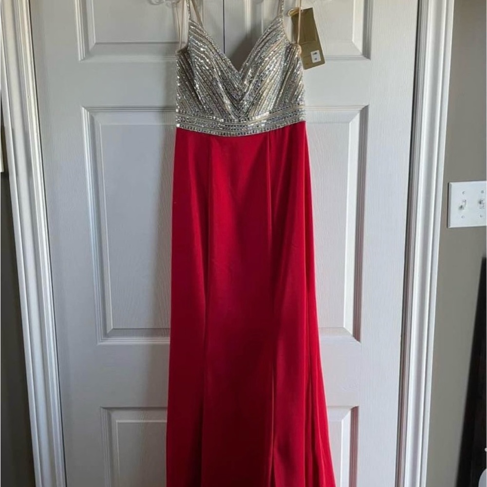 Red and Silver Prom Dress